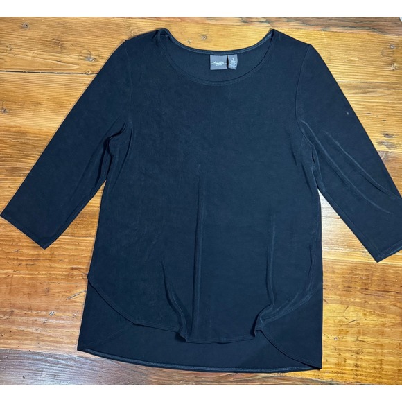 Travelers by Chico's Black 3/4 Sleeve Top Size 1 8/10 Medium - Picture 3 of 11